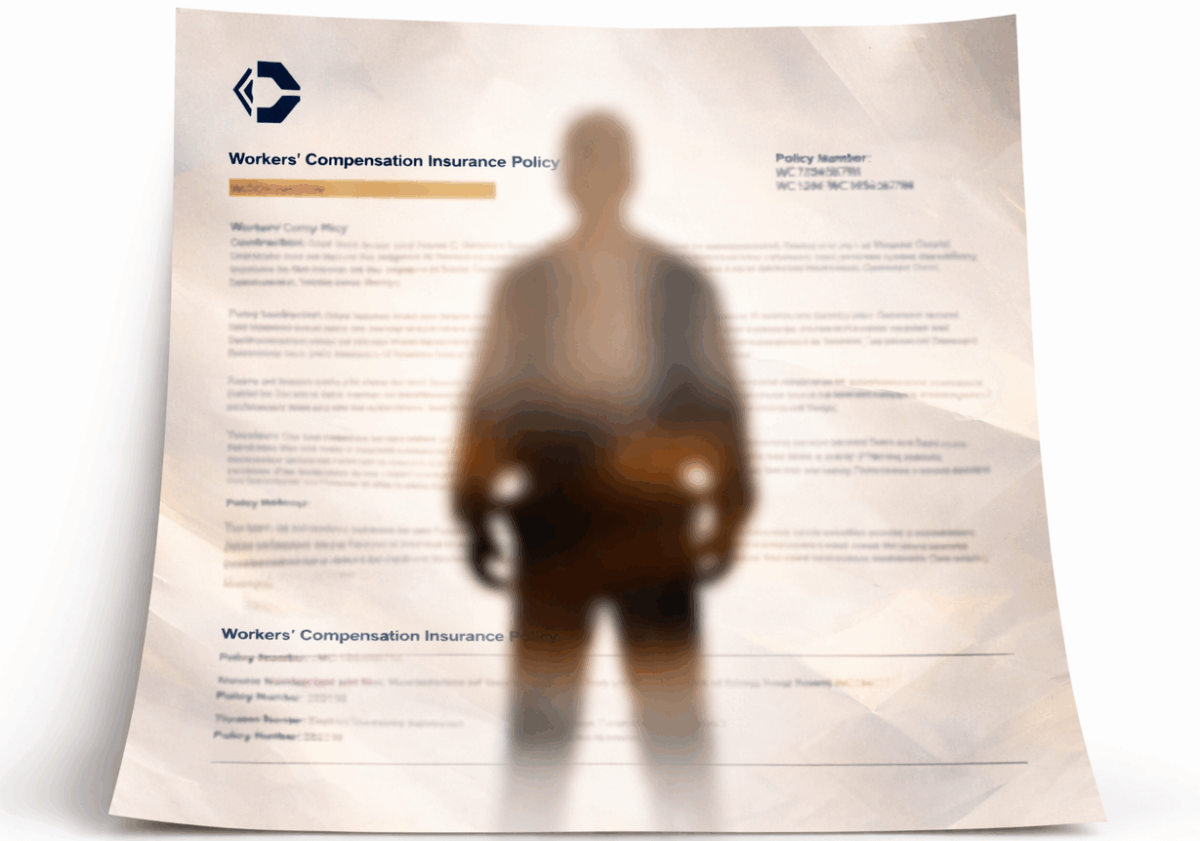 A translucent man standing in front of a policy to represent a ghost policy